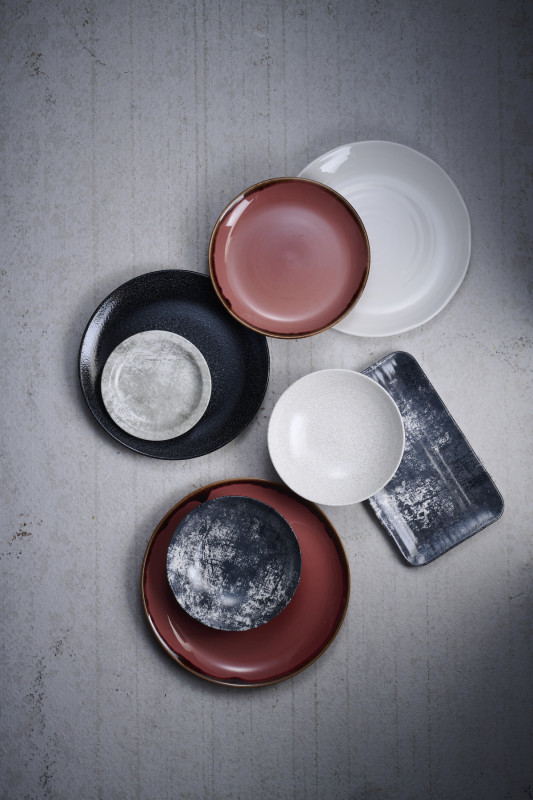 Assiette organique Ink porcelaine vitrifiée 27x16 cm Harvest Mediterranean Dudson