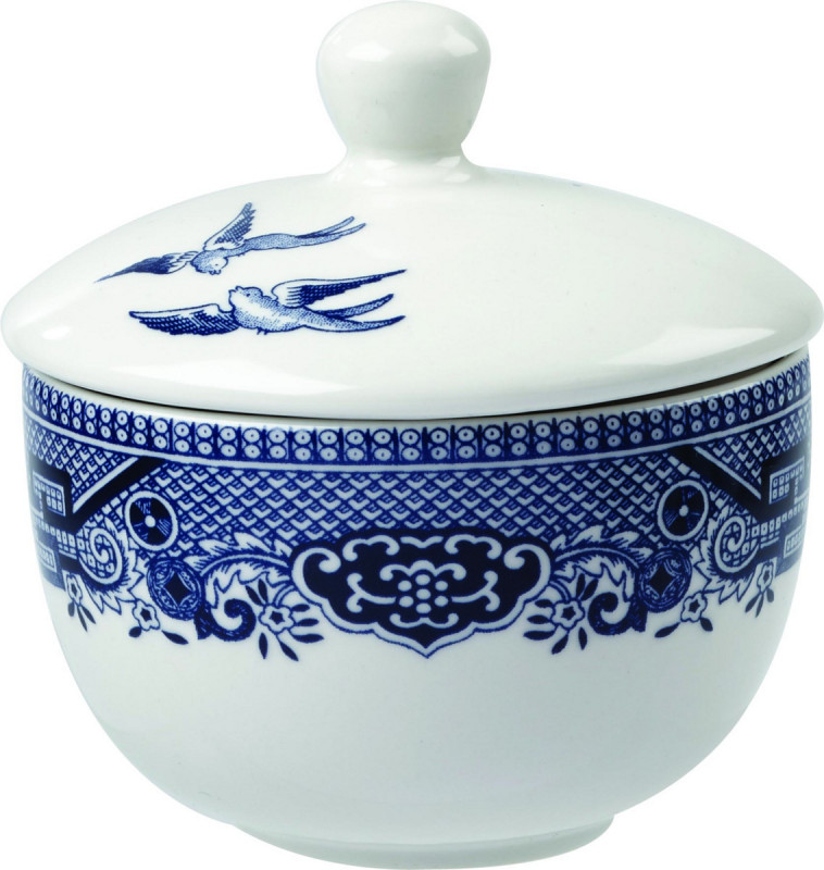 Couvercle pour sucrier rond Sandrigham Willow Blue porcelaine vitrifiée Ø 9 cm Vintage Prints Willow Churchill