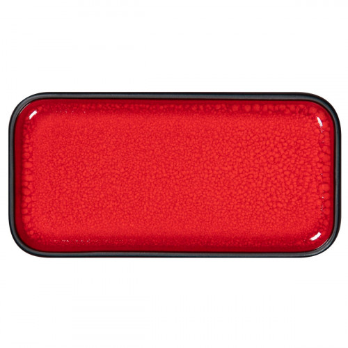 Assiette plate rectangulaire rouge porcelaine 16x8 cm Fractal Rak