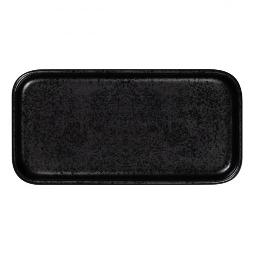Assiette plate rectangulaire noir porcelaine 16x8 cm Fractal Rak