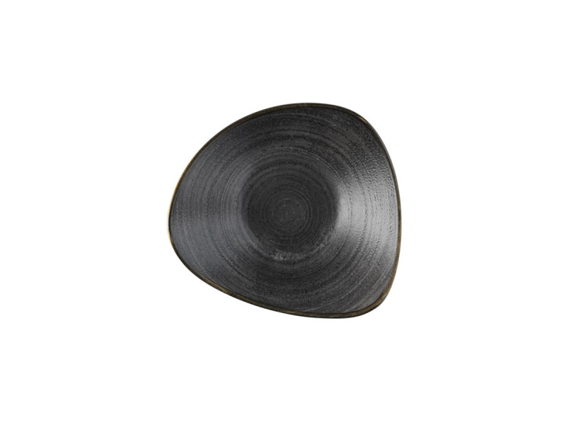 Assiette plate triangulaire Raw Black porcelaine vitrifiée 22,9x22,9 cm Stonecast Raw Churchill
