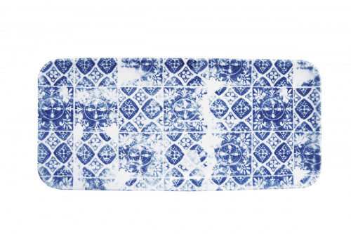 Assiette organique bleu porcelaine vitrifiée 35x16 cm Porto Dudson