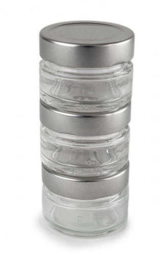 Set de 3 fioles vides rond transparent Ø 6 cm 4 cm Maestro Peugeot Saveurs