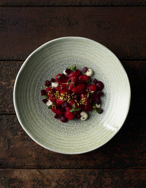 Assiette creuse organique vert porcelaine vitrifiée Ø 25 cm Harvest Grain Dudson