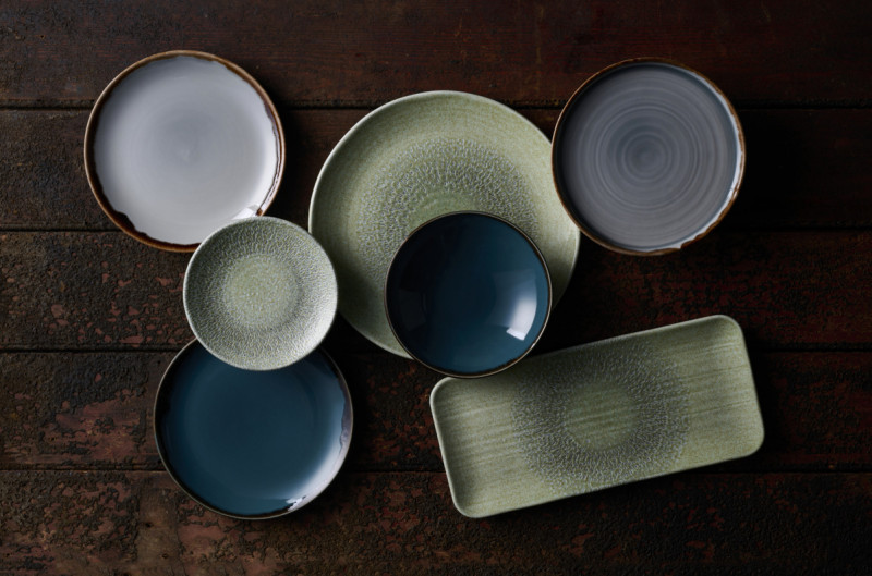 Assiette organique vert porcelaine vitrifiée 27x16 cm Harvest Grain Dudson
