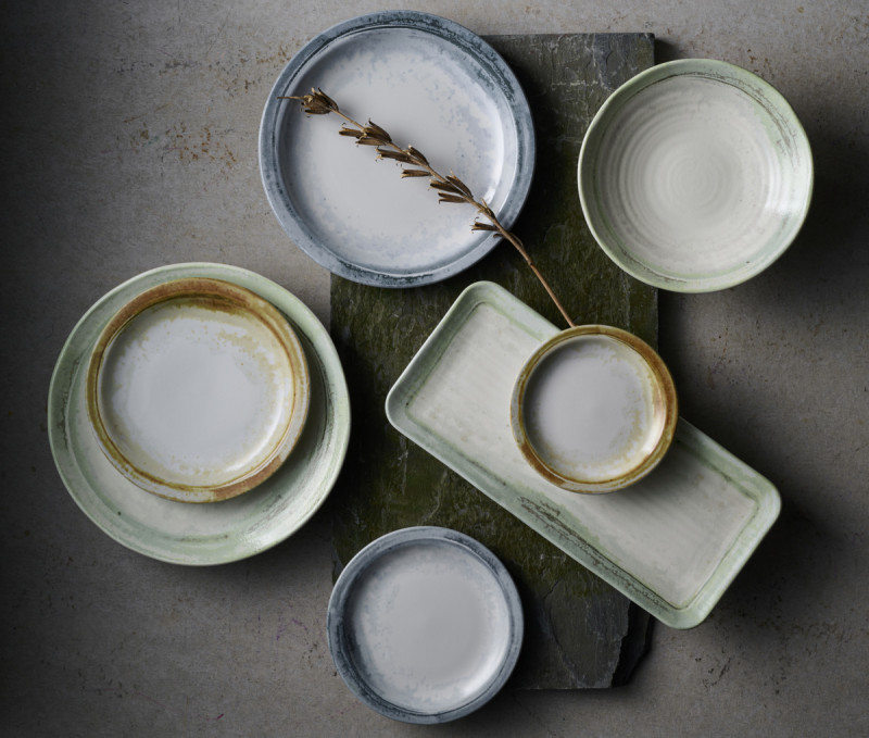 Assiette plate organique vert porcelaine vitrifiée Ø 23 cm Finca Flint Dudson