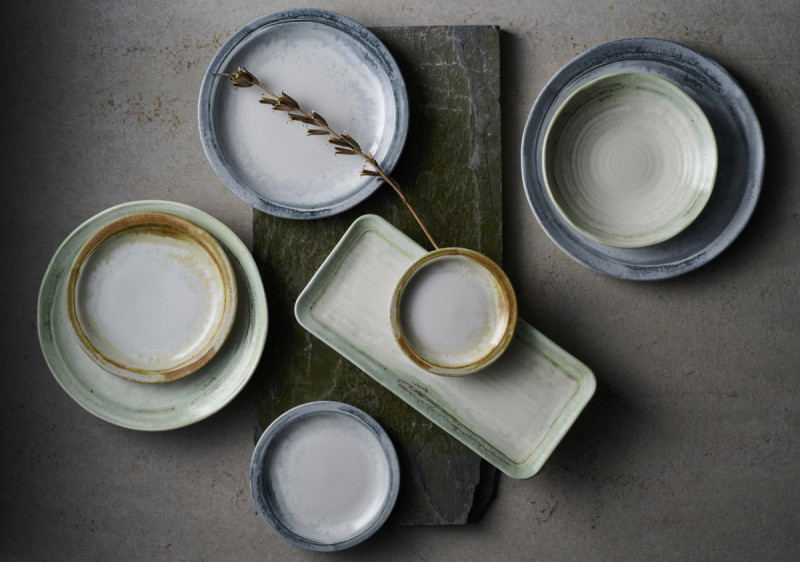 Assiette plate organique vert porcelaine vitrifiée Ø 29 cm Finca Flint Dudson