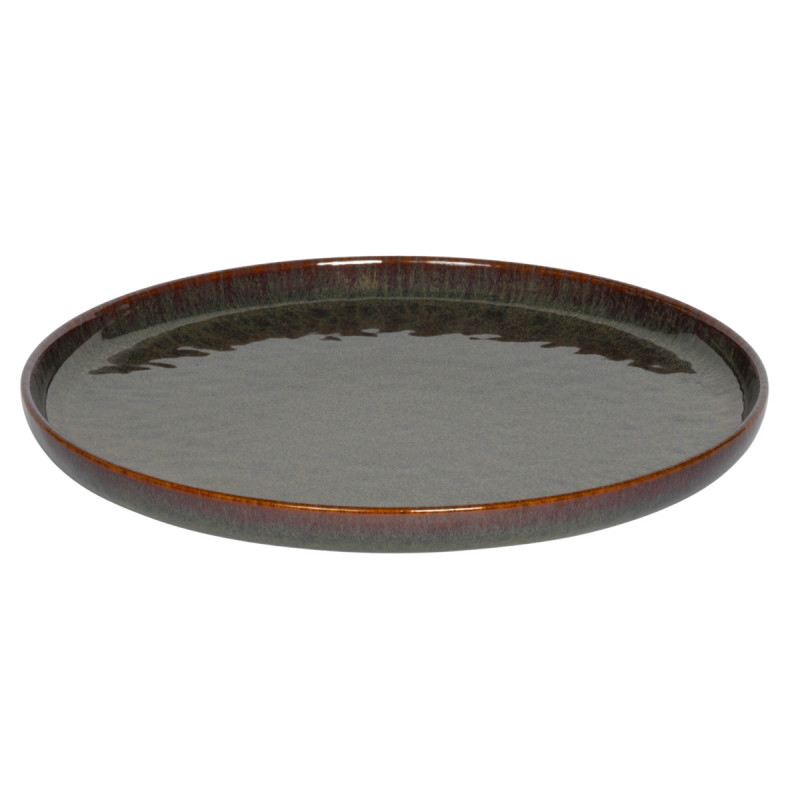 Assiette plate rond Marron Bleu grès émaillé Ø 28 cm Amber Accolade