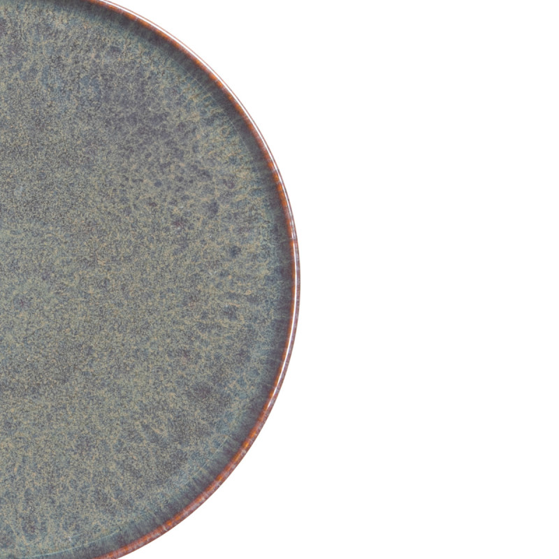Assiette plate rond Marron Bleu grès émaillé Ø 28 cm Amber Accolade