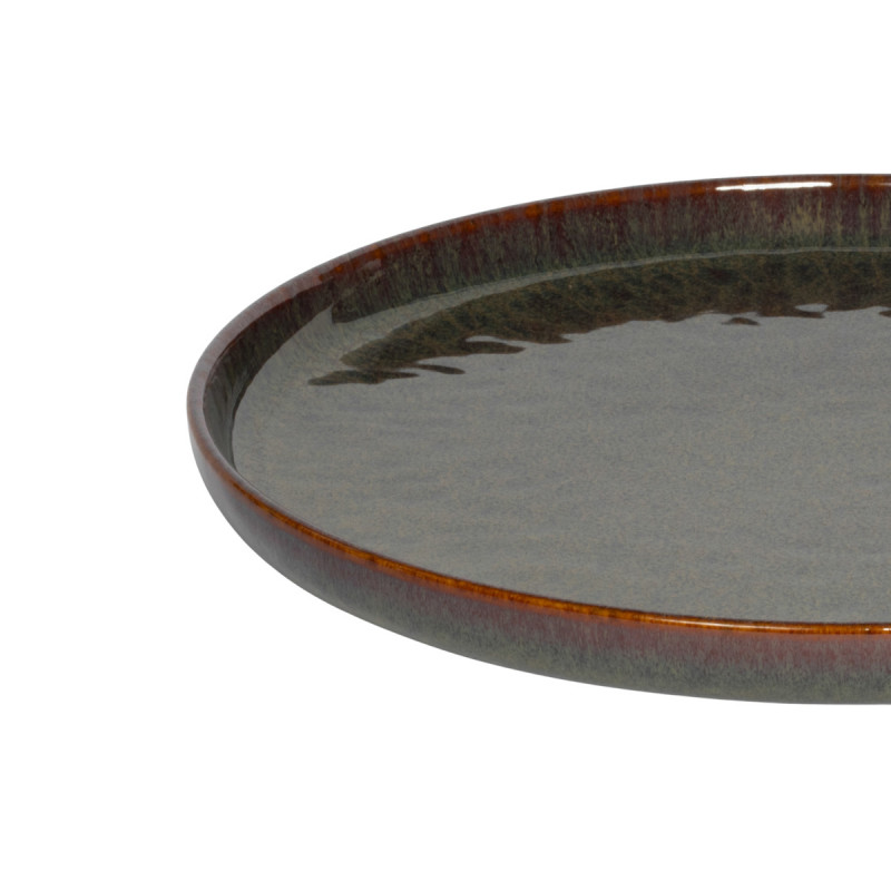 Assiette plate rond Marron Bleu grès émaillé Ø 28 cm Amber Accolade