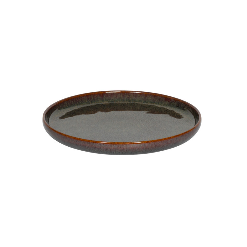Assiette plate rond Marron Bleu grès émaillé Ø 17 cm Amber Accolade