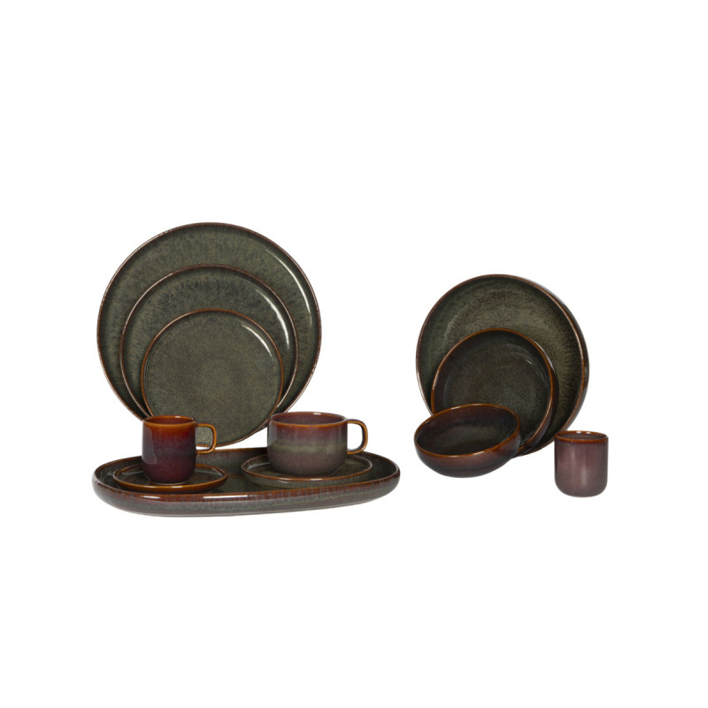 Assiette plate rond Marron Bleu grès émaillé Ø 17 cm Amber Accolade