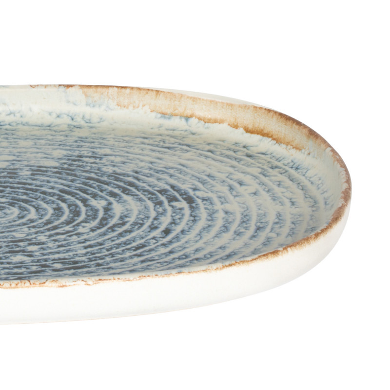 Assiette ovale bleu grès émaillé 33x22,5 cm Ice Accolade