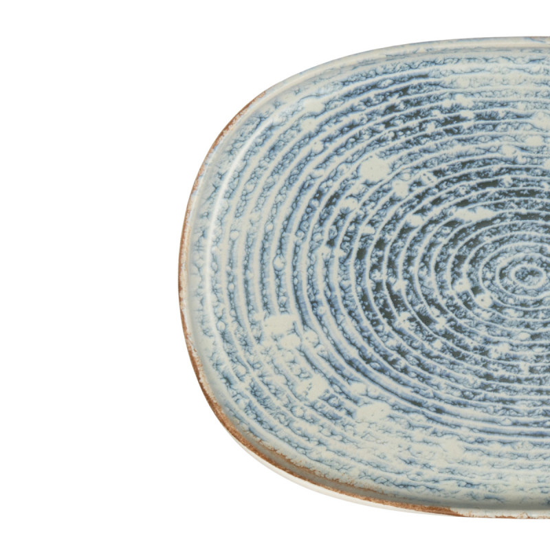 Assiette ovale bleu grès émaillé 33x22,5 cm Ice Accolade