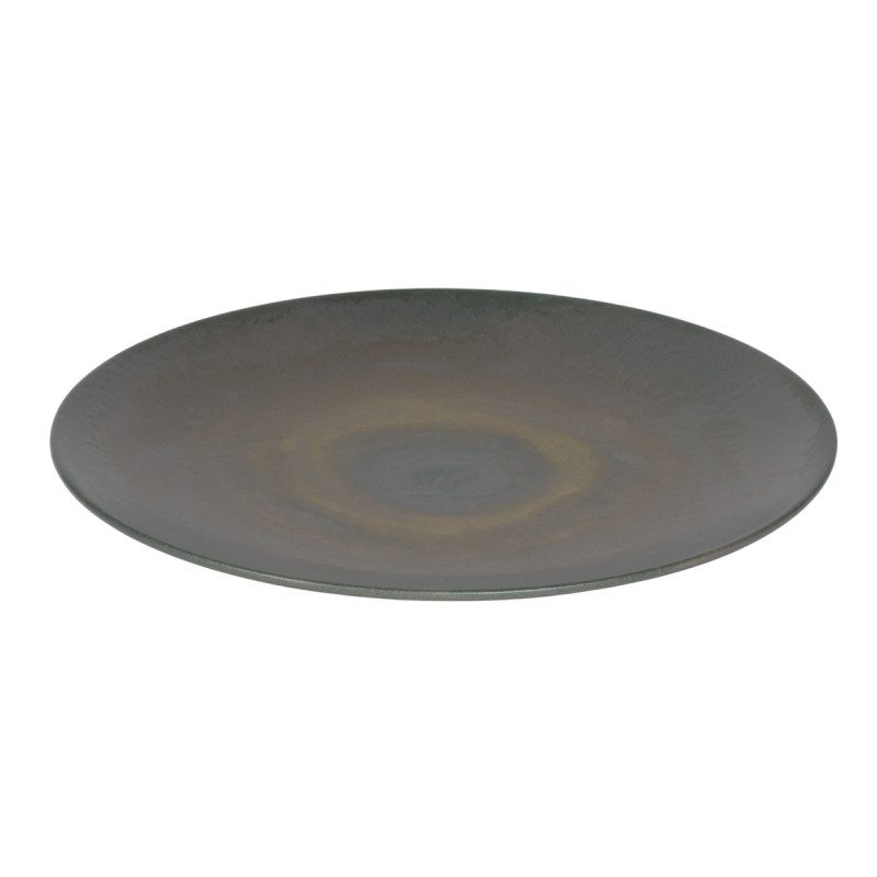 Assiette coupe rond gris brun grès émaillé Ø 27 cm Enigma Accolade