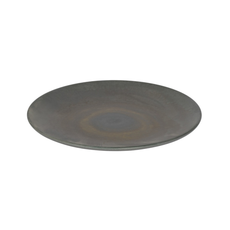 Assiette coupe rond gris brun grès émaillé Ø 21 cm Enigma Accolade