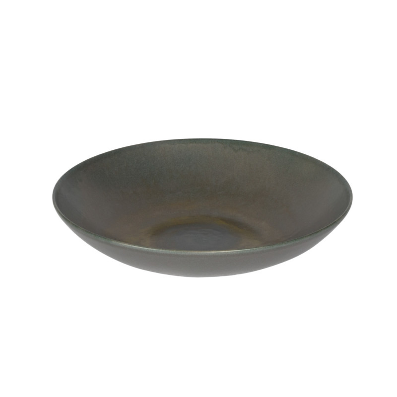 Assiette coupe creuse rond gris brun grès émaillé Ø 22 cm Enigma Accolade