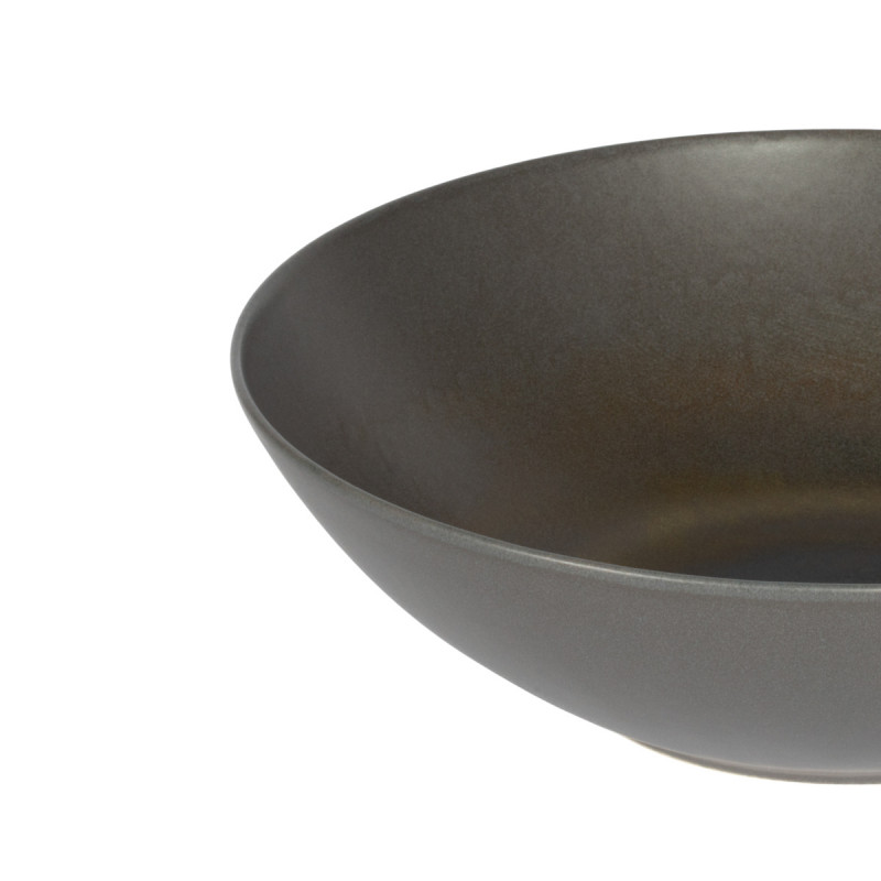 Assiette bowl rond gris brun grès émaillé Ø 24 cm Enigma Accolade