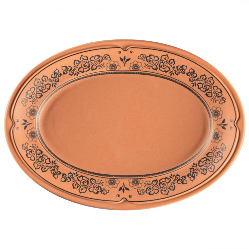 Assiette plate ovale Tero Décor Alexandria porcelaine 38,2x26,9 cm Earth Rak