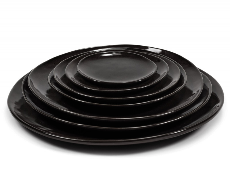 Assiette coupe plate rond ébène grès émaillé Ø 20 cm La Mère Serax