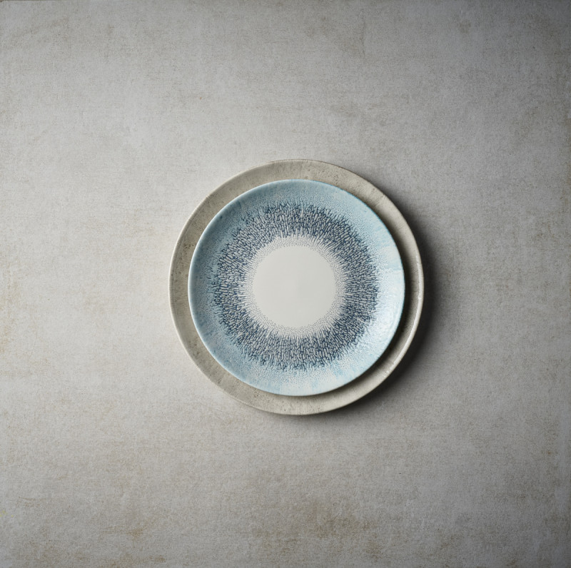 Assiette coupe plate rond Aquamarine porcelaine vitrifiée Ø 21,7 cm Fusion Churchill