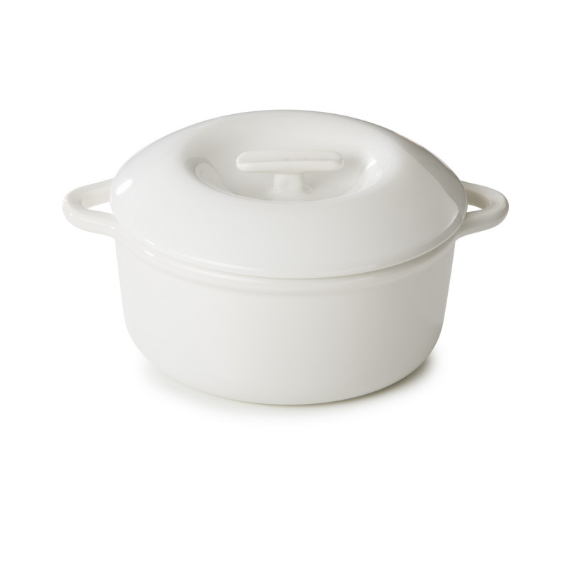 Cocotte avec couvercle rond Blanc albâtre porcelaine culinaire Ø 22 cm Bombance Revol