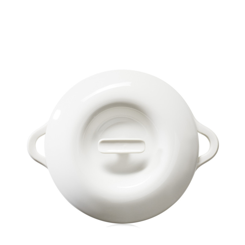 Cocotte avec couvercle pour induction rond Blanc albâtre porcelaine culinaire Ø 22 cm Bombance Revol