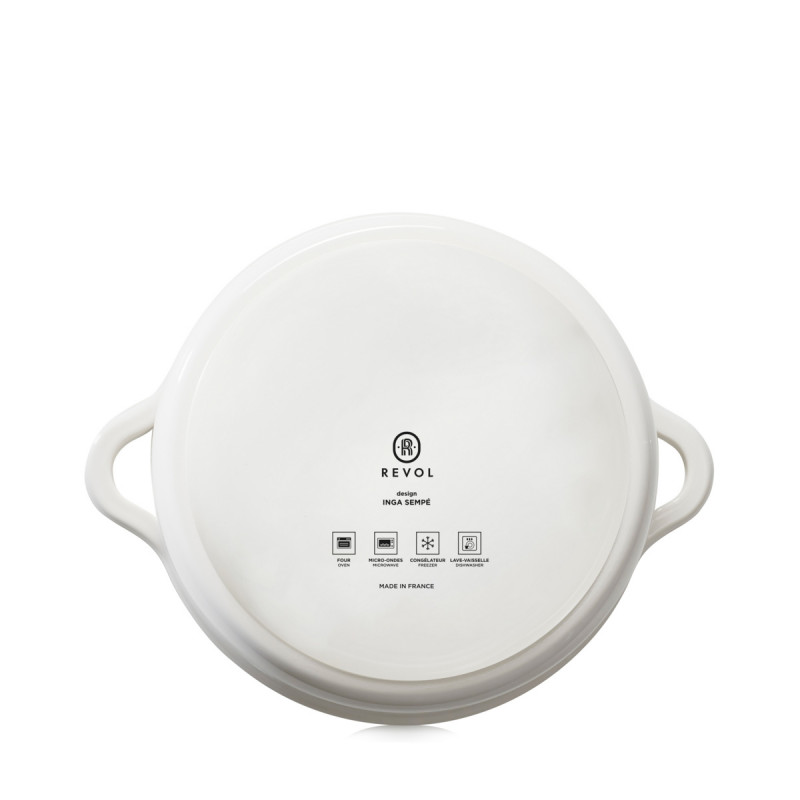 Cocotte avec couvercle rond Blanc albâtre porcelaine culinaire Ø 26 cm Bombance Revol