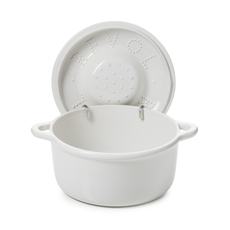 Cocotte avec couvercle pour induction rond Blanc albâtre porcelaine culinaire Ø 26 cm Bombance Revol