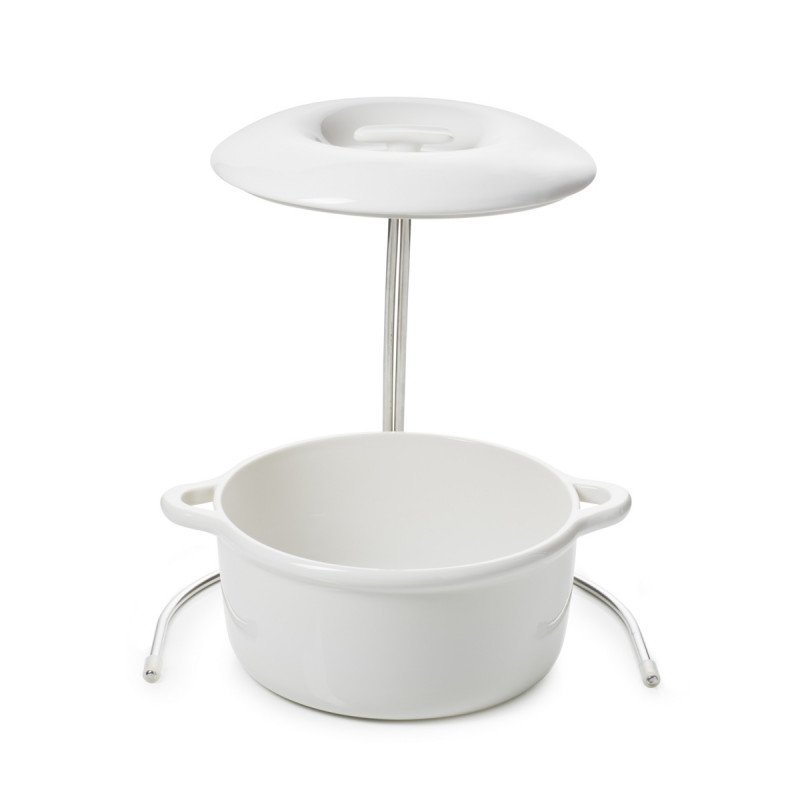 Cocotte avec couvercle pour induction rond Blanc albâtre porcelaine culinaire Ø 26 cm Bombance Revol
