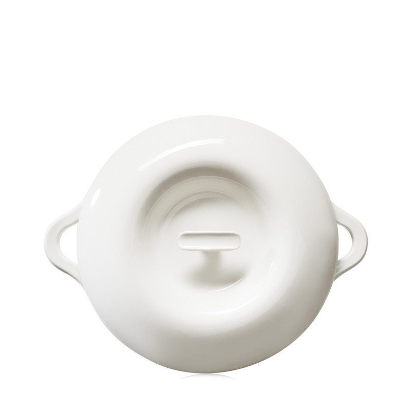 Cocotte avec couvercle pour induction rond Blanc albâtre porcelaine culinaire Ø 29 cm Bombance Revol