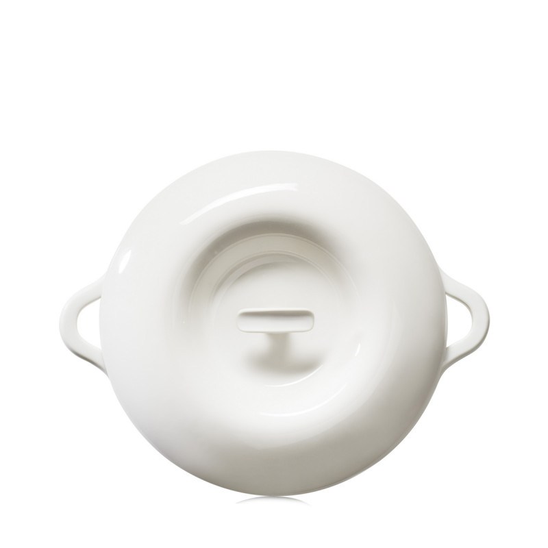 Cocotte avec couvercle pour induction rond Blanc albâtre porcelaine culinaire Ø 31 cm Bombance Revol