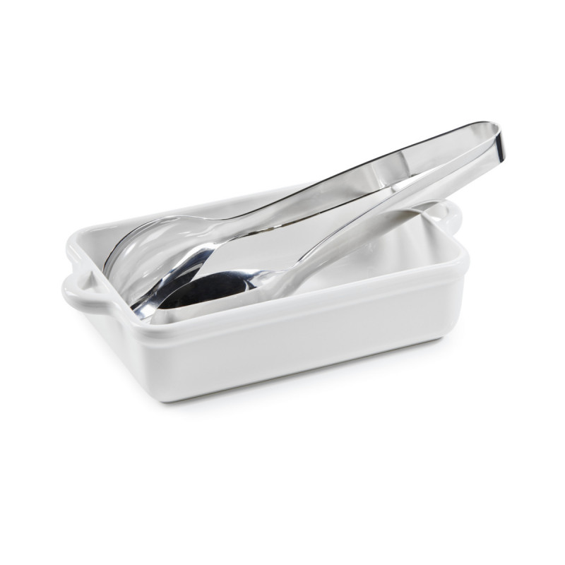 Plat à gratin rectangulaire Blanc albâtre porcelaine culinaire 18,5x12,5 cm Bombance Revol