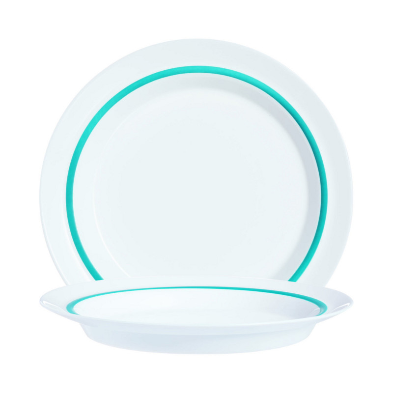 Assiette rond blanc verre opal Ø 23 cm Autonomy Filet Bleu Arcoroc