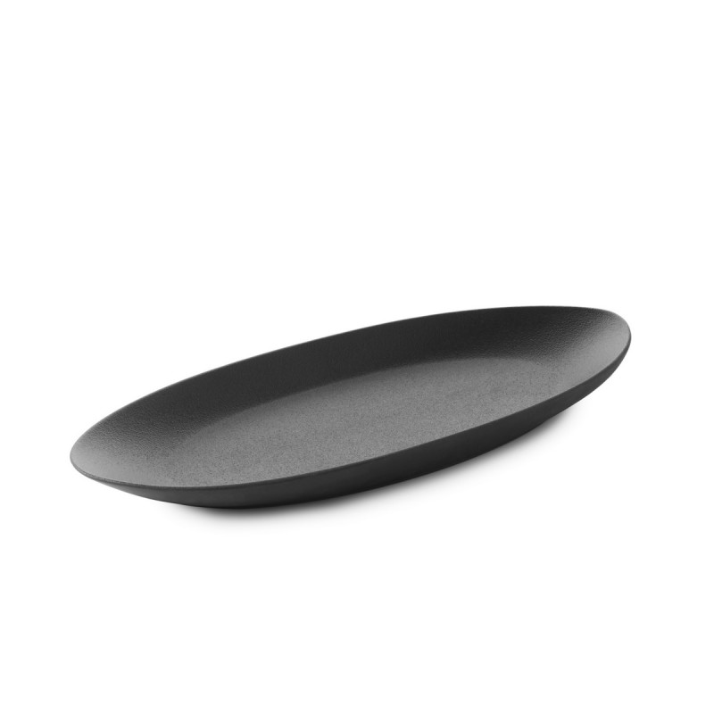 Assiette coupe à fond plat ovale effet fonte porcelaine culinaire 36x16 cm Equinoxe Revol
