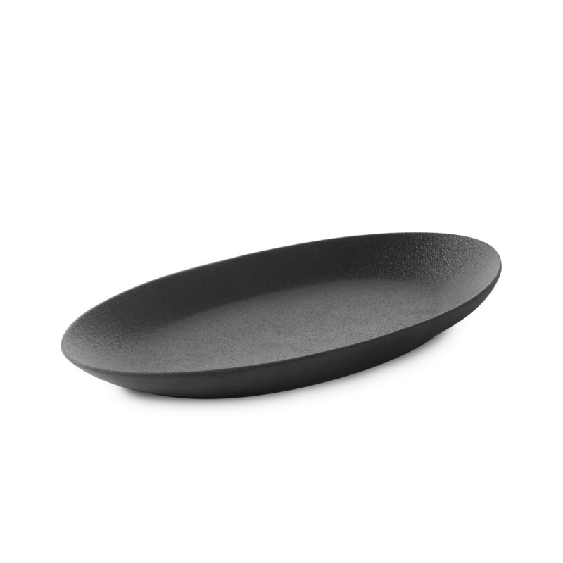 Assiette coupe à fond plat ovale effet fonte porcelaine culinaire 25x13,3 cm Equinoxe Revol