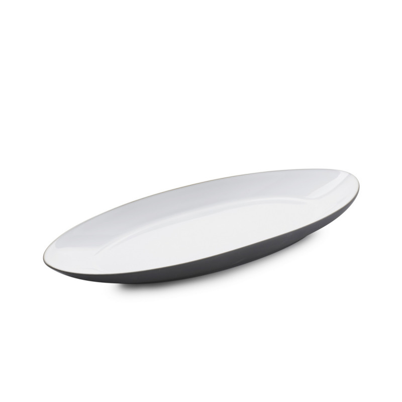 Assiette coupe à fond plat ovale blanc cumulus porcelaine culinaire 36x16 cm Equinoxe Revol