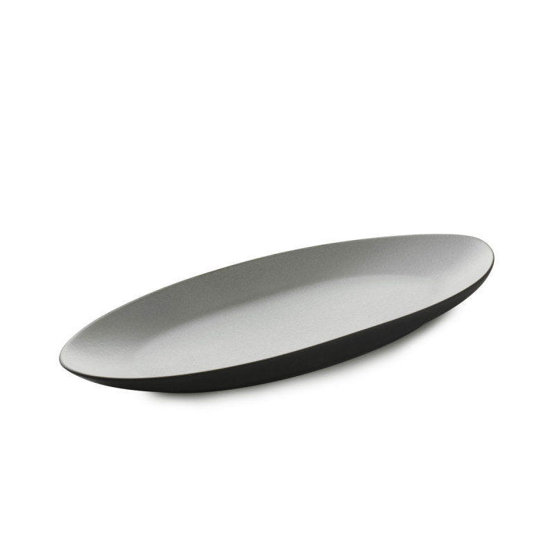 Assiette coupe à fond plat ovale poivre porcelaine culinaire 36x16 cm Equinoxe Revol