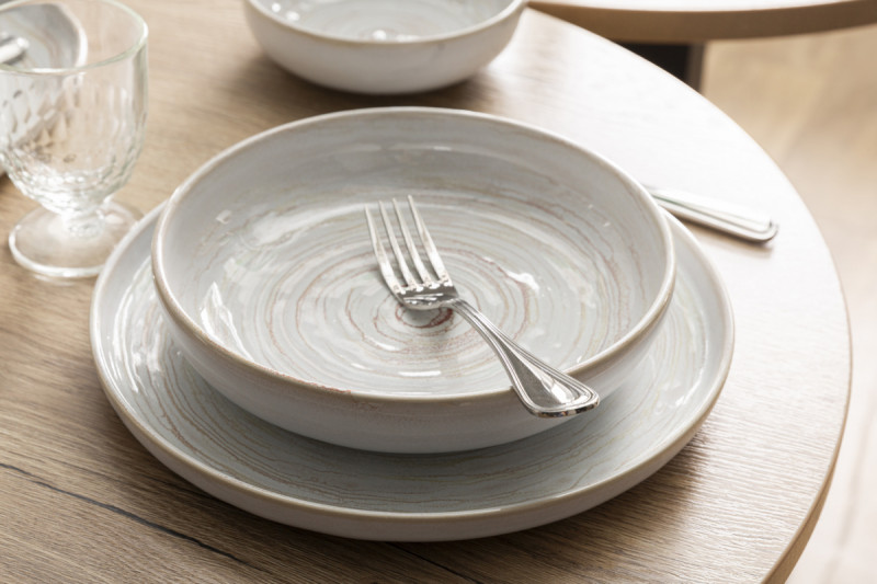 Assiette plate rond beige grès émaillé Ø 22 cm Aurora Accolade
