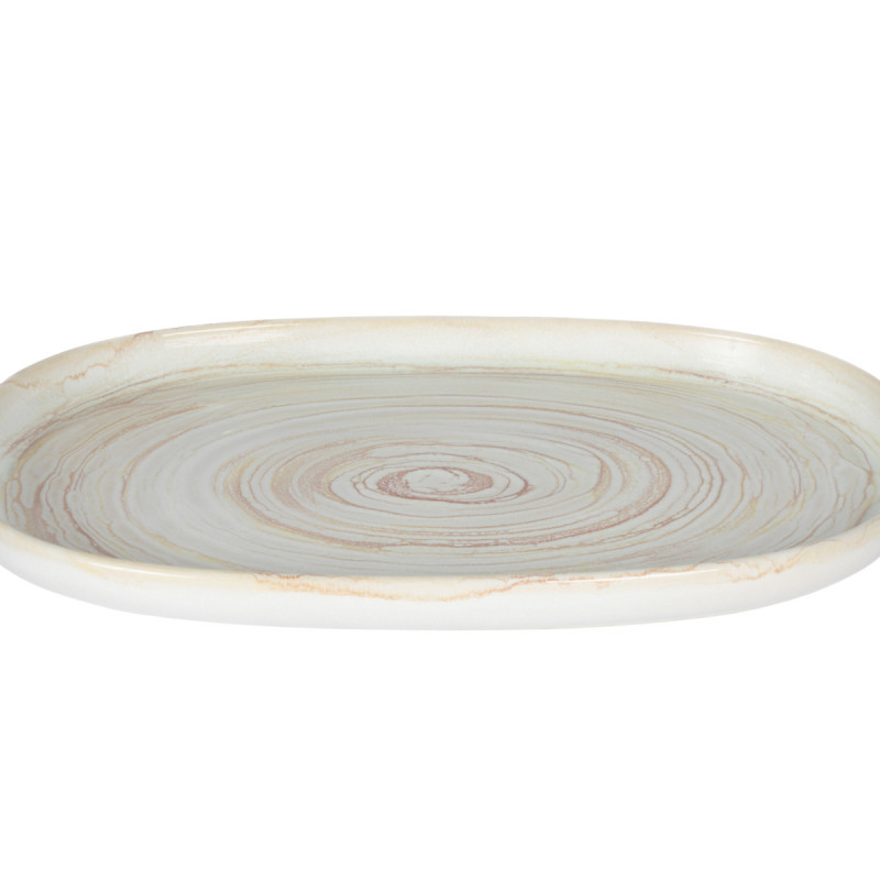 Assiette ovale beige grès émaillé 33x22,5 cm Aurora Accolade