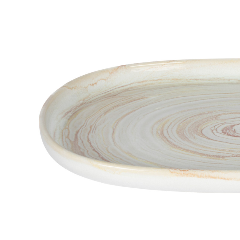 Assiette ovale beige grès émaillé 33x22,5 cm Aurora Accolade