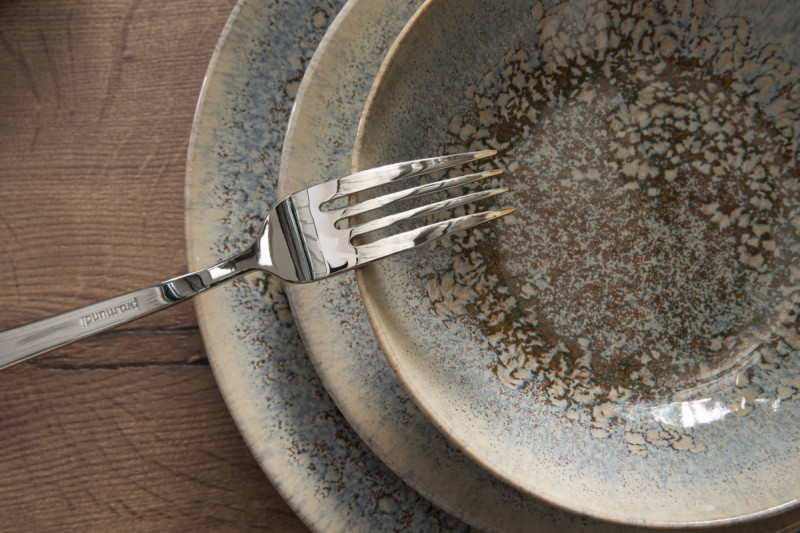 Assiette plate à bord droit rond gris grès émaillé Ø 28 cm Tropic Accolade