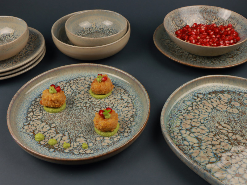 Assiette creuse rond gris grès émaillé Ø 22 cm Tropic Accolade