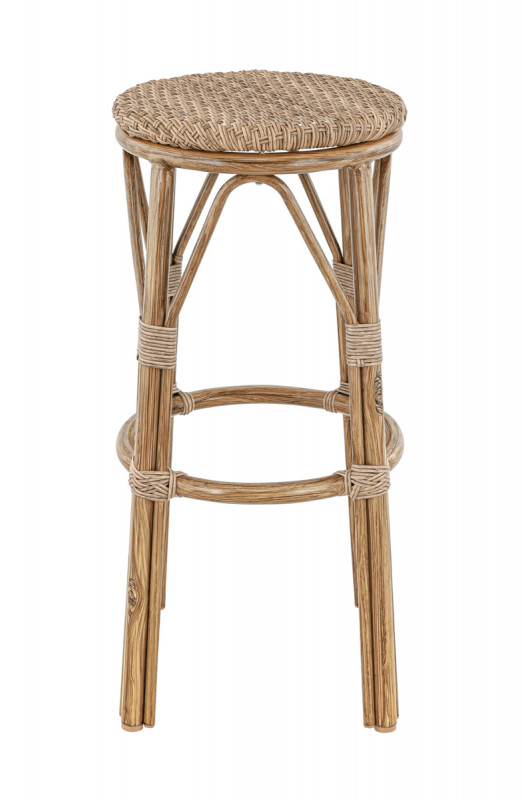Tabouret de bar de terrasse rotin noisette Ø 36 cm 76 cm Laval Flexmob