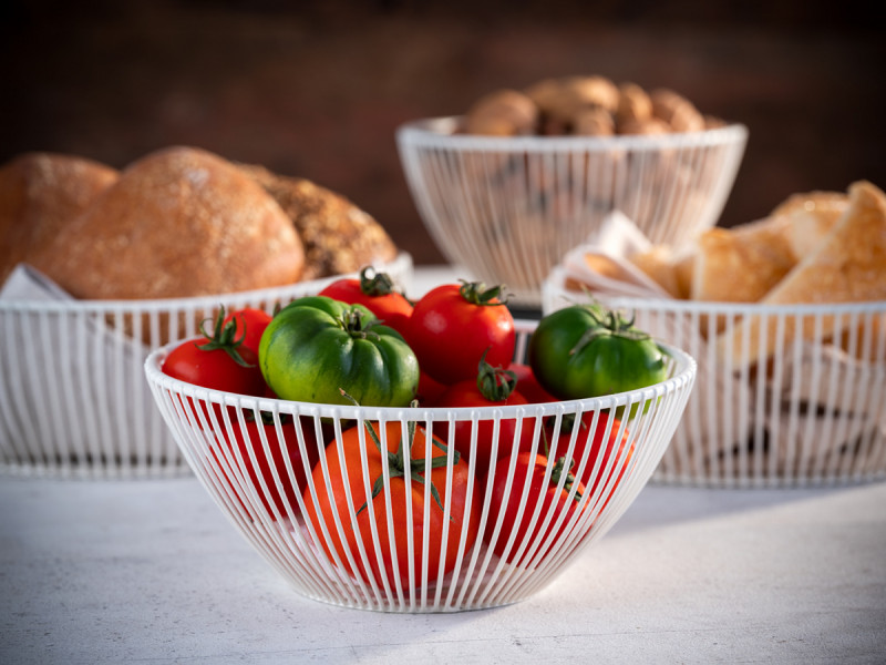 Corbeille à pain et à fruits rond blanc métal Ø 17,5 cm 8 cm Svart Aps