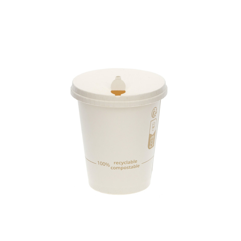 Couvercle pour gobelet blanc papier Ø 7,4 cm Oxstal Earth Essentials (50 pièces)