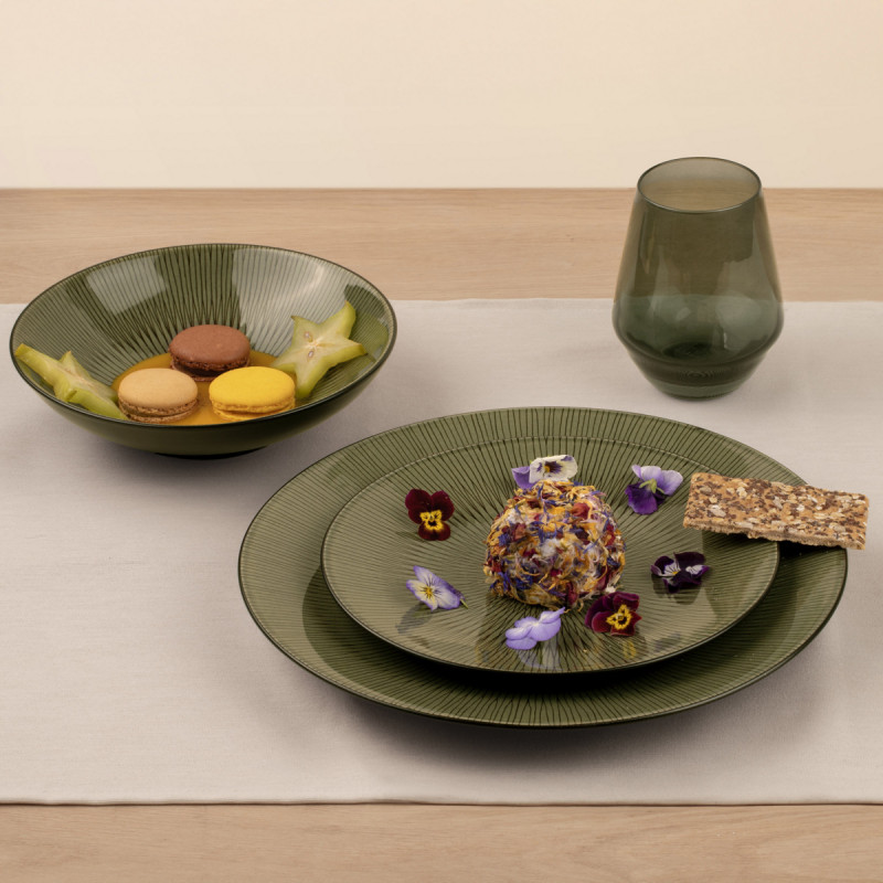 Assiette à salade rond vert grès émaillé Ø 19 cm Hypnose Medard De Noblat