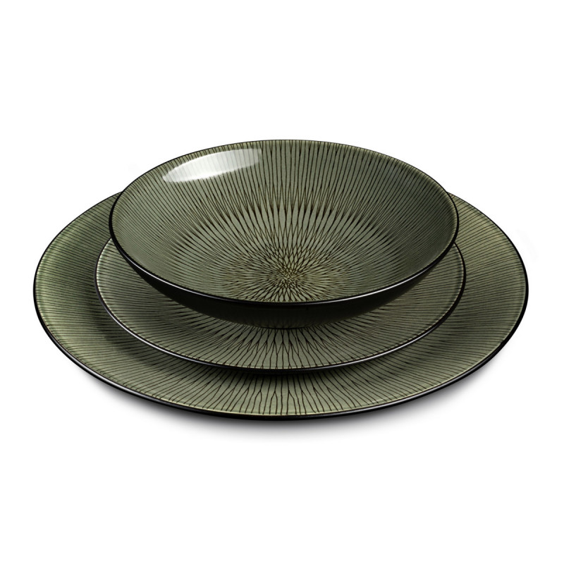 Assiette à salade rond vert grès émaillé Ø 19 cm Hypnose Medard De Noblat
