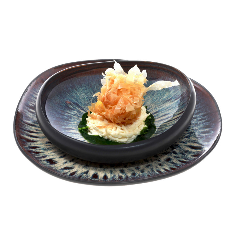 Assiette à dessert irrégulier vert grès émaillé Ø 21,5 cm Gao Medard De Noblat