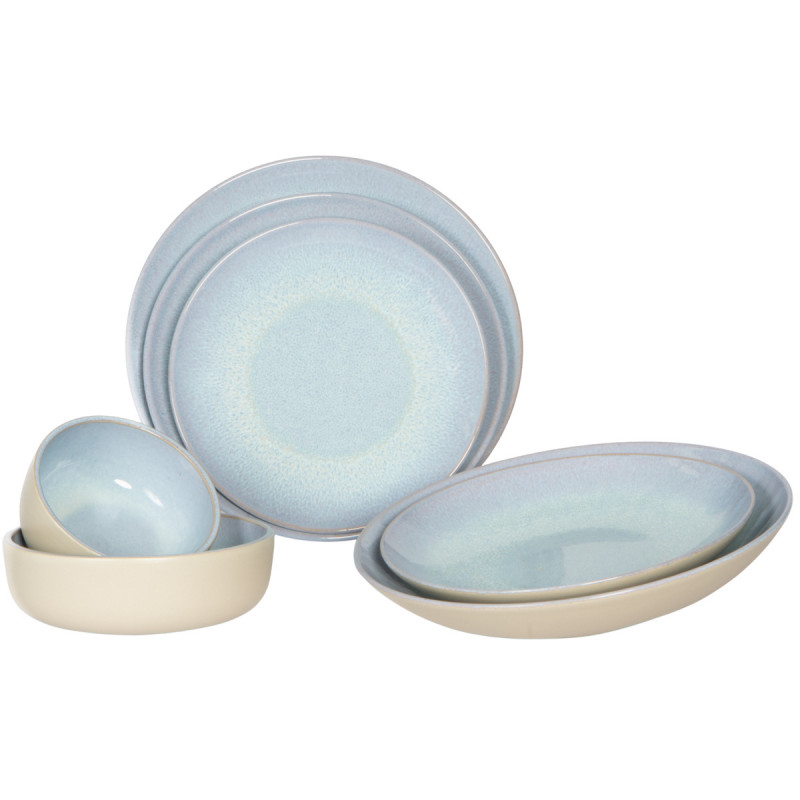 Assiette coupe plate rond bleu porcelaine Ø 21 cm Azure Accolade